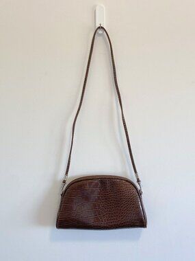 Vintage Faux Crocodile Cross-Body Purse / Y2K / 10 x 6 Inches